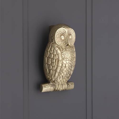 Infinity Decor Türklopfer aus massivem Messing in Eulenform, poliertes Messing-Finish, Premium-Qualität, Hand-Türklopfer für Eingangstür, Möbel