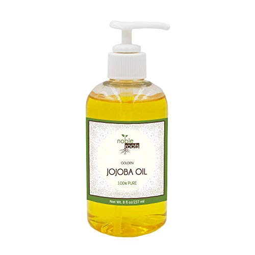 Golden Jojoba Oil by Noble Roots, Cold Pressed Natural Moisturizer for Conditioning Face Skin Hair Scalp and Cuticles (8 fl oz)