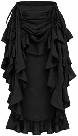 ThePirateDressing Women's Steampunk Victorian High-Low Show Girl Skirt