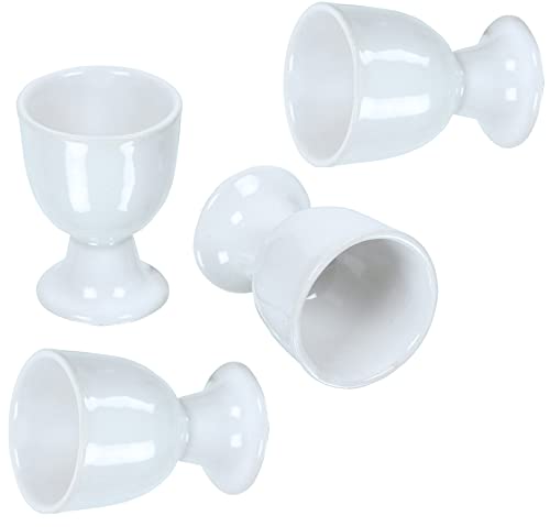 Soft Boiled Egg Holder | Ceramic Egg Cup Set | Ceramic Egg Holder Pottery Housewarming Gift Set Of 4 (White) #TOP2