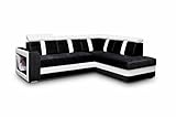 einstellbare Kopfstützen mb-moebel Ecksofa Sofa Eckcouch Couch mit Schlaffunktion und Bettkasten Ottomane L-Form Schlafsofa Bettsofa Polstergarnitur - Texas (Ecksofa Rechts, Schwarz)