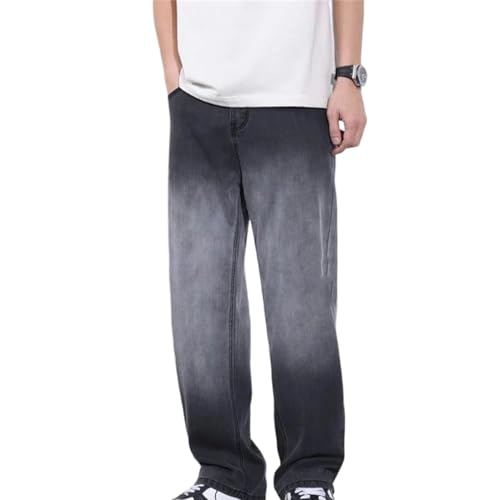 Men's Gradient Jeans Summer Smooth Loose Wide Leg Denim Pants Vintage Streetwear Thin Fashion Trousers