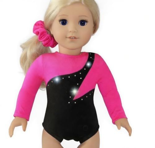 18 Inch Pink American Doll Gymnastics Set - 4PC Leotard Mat Medal & Hair Tie