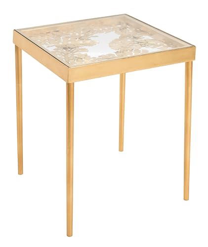 Safavieh Home Leilani Gold Leaf Glass Top Palm Leaf Side Table