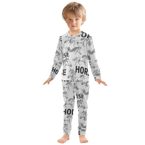 Pajama Sets Long Sleeve Horse Running and Heads Soft Comfy Sleepwear 2 Piece PJS 3-8T2