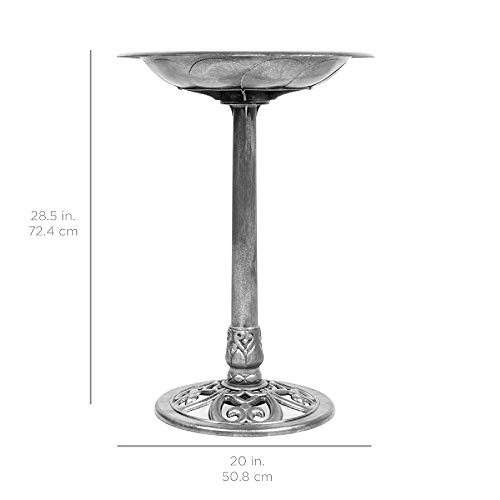 Best Choice Products 28In Pedestal Bird Bath, Vintage Outdoor Resin Accent Decoration W/Fleur-De-Lis Accents - Stone #TOP6