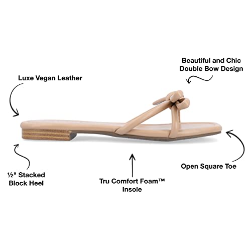 Journee Collection Womens Soma Tru Comfort Foam Slide Low Block Heel Sandals Tan 9 Medium Womens Us #TOP1