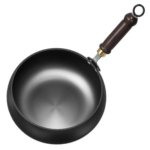 Wok de hierro sin recubrimiento con mango de madera 20cm miniatura 1