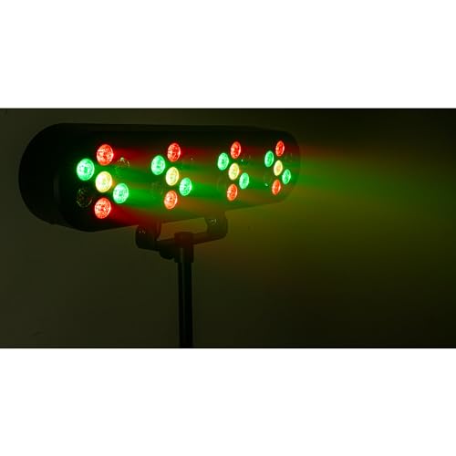 Party Light & Sound - FUNLED - Lichtshow mit 4 Effekten auf Teleskopstativ - 4 PAR mit je 7 LEDs à 1 W - Fernbedienung - Strobe-Effekt - Höhenverstellbares Stativ inklusive