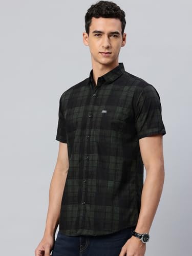 Image of Majestic Man Slim Fit Short Sleeve Checked Pure Cotton Casual Shirt