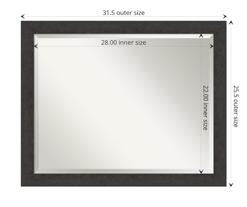 Image of Amanti Art Framed Vanity Mirror | Bathroom Mirrors for Wall | Rustic Plank Espresso Narrow Mirror | Wall Mounted Mirror | Medium Mirror | 25.25 x 31.25