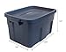 Rubbermaid Roughneck Tote 14 Gal, 6 Pack, Made in USA, Dark Indigo Metallic, Rugged Plastic Stackable Storage Bins with Lids and Handles