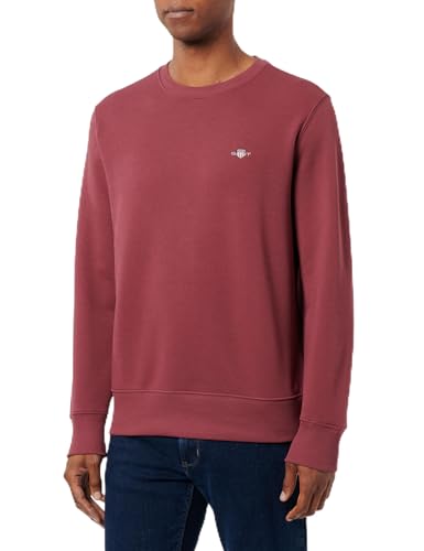 GANT Sudadera REG Shield con Cuello en C, Rojo Vino, XL