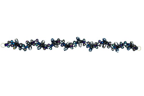 Pink Pewter Authentic Adilene No Slip No Tangle Beaded Headband, Detachable Stretch band & Choker, Women Hair Jewelry, One Size Fits All-Slate Multi