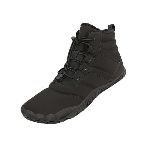 Botas de senderismo para hombre con forro cálido – Botas de nieve para hombre de algodón, botines anchos con dedos descalzos, impermeables, antideslizantes, ligeros, zapatos de invierno, Negro , 39