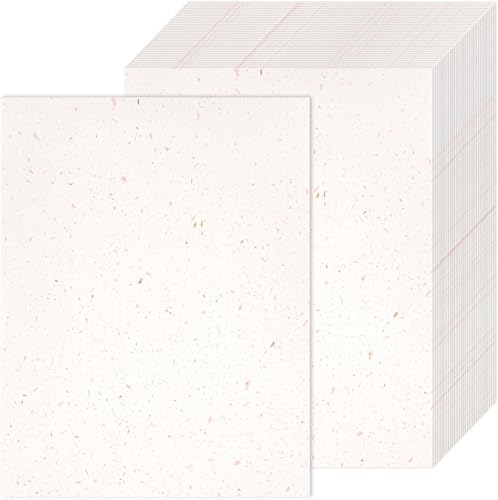 Acidea 25 Sheets Ivory Resume Paper for Printing, 250 GSM Thickened A4 Ivory Card Stock Certificate Paper, Rose Gold Foil Flakes Cream Cardstock for Writing, Menus, Invitations, Letters