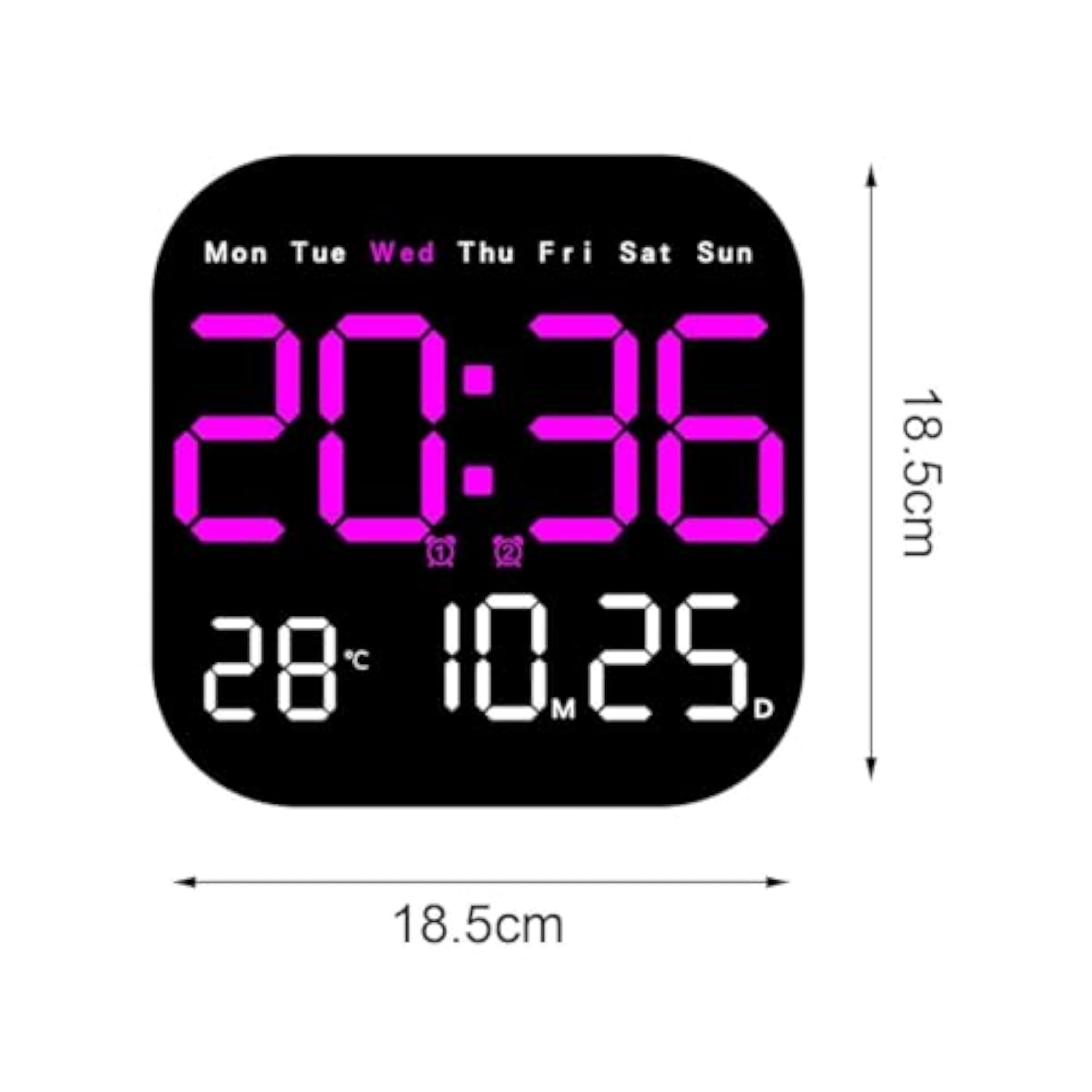 Square LED Digital Wall Clock with Remote Control