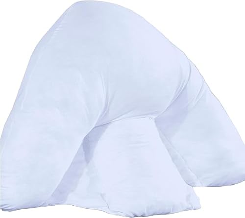 Royale Linens® Orthopaedic Batwing Shaped Pillow Support for Neck & Back Enhanced Cushioning and Comfort with White Removable Pillowcase