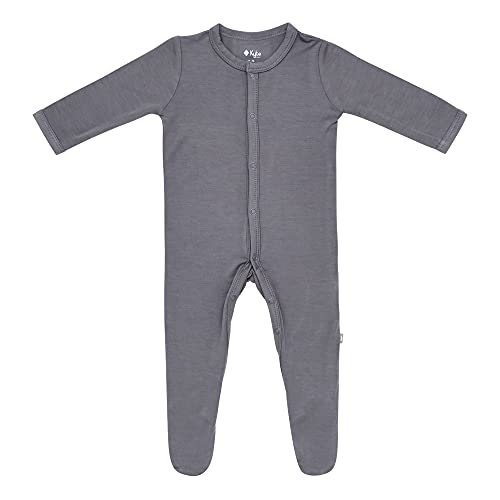 Image of KYTE BABY Soft Bamboo Rayon Footies, Snap Closure, 0-24 Months, Solid Colors (6-12 Months, Charcoal)