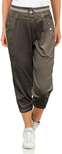 URBAN STITCH Womens Capri Trousers Ladies Three Quarter Soft 3/4 Cropped Pants UK Ladies Stretch Pull on Trousers Elasticated Waist Plus Size Summer Shorts