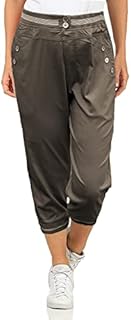 URBAN STITCH Womens Capri Trousers Ladies Three Quarter Soft 3/4 Cropped Pants UK Ladies Stretch Pull on Trousers Elasticated Waist Plus Size Summer Shorts