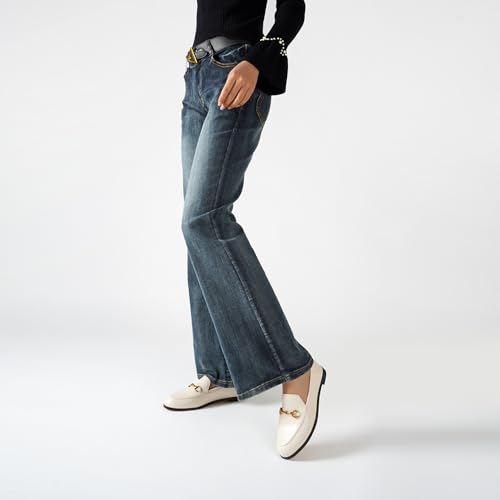 Image of Vertundy Loafers for Women Beige Penny Loafer Comfortable Slip On Dressy Casual Business Work Office Shoes