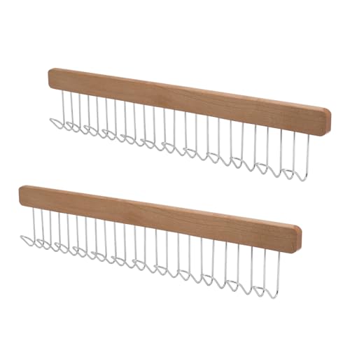 Beowanzk 2 Pack Tie Hanger for Wardrobe with 8 or 12 Hooks, Pull-Out Tie Rack, Belt Hanger for Hanging Belts, Ties, Scarves, Underwear, Hats (12 Hooks)