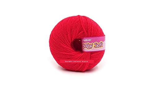 Image of Vardhman BabySoft Knitting Yarn | 100% Acrylic Wool | 4 Ply | Thin Knitting & Crocheting Hook Thread & Lightweight | Special Baby Wool | 150 Grams (6 Balls of 25g) | Machine Washable | Ideal for Blankets, Hats, Booties Ultra-Soft for Baby Sweaters, Blankets, Caps, Socks, Soft toys, Art & craft | Available in multicolors - (BBL063 - Rose Red)