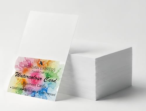 JACKDAW EXPRESS 80 x Watercolour Artist Trading/Business Mini Card Sheets 300gsm 63 x 89mm High White JLH114
