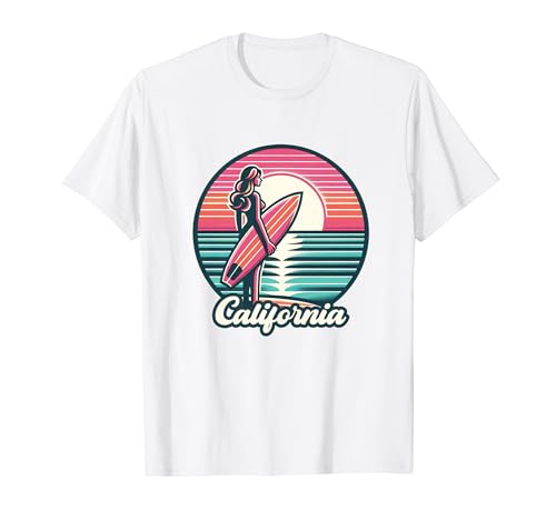 Surfer Girl California Surfing Surf Beach Women Cute Summer T-Shirt
