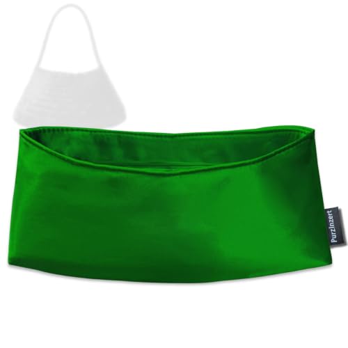PurzInzert Premium Satin Silk Insert for Dragon Diffusion Rosanna Bag (Evergreen), Lightweight Organizer, Zipper Pocket Custom Fit Handbag Purse Liner