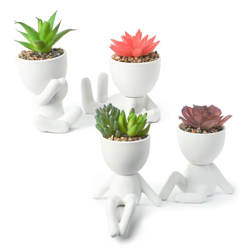 SALUDABLE 人工多肉植物 ミニ 人工観葉植物 卓上 北欧 造花 小型 インテリア 4点セット