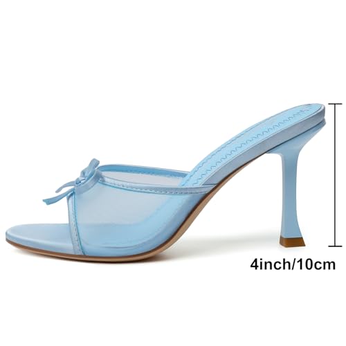 Image of Mostrin Kitten Heels for Women Round Toe Heels With Bow Vintage Mules Sexy Slip on Stiletto Backless Sandals for Party Daily