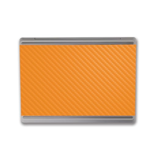 Image of MightySkins Carbon Fiber Skin Compatible with Microsoft Surface Laptop Go 3 (2023) Full Wrap Kit - Solid Orange | Protective, Durable Textured Carbon Fiber Finish | Made in The USA