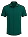 COOFANDY Mens Short Sleeve Cuban Guayabera Shirt Casual Summer Beach Button Down Shirts Dark Green