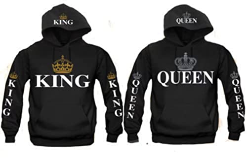 King Gold Queen Silver Crown Sweatshirt Hoodie Pullover Couples Matching