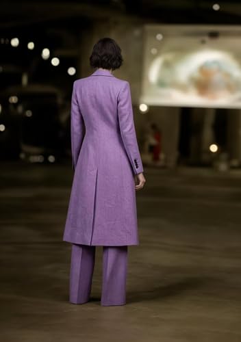 Linen Suits for Women 3 Piece V Neck Womens Suit Casual Street Shoot Long Blazer Vest Pants Tuxedo Casual Pant Suit3