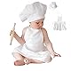 Baby Koch Kostüm Set,Neugeborene Baby Koch Kostüm Fotografie Fotos Requisiten Outfits Hut + Schürze,Baby Geburtstag Fotografie Prop