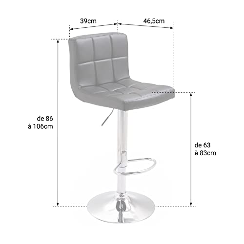 Happy Garden Set van 2 witte barkrukken MIKE. Moderne designkeukenstoel met in hoogte verstelbare zitting, 360° draaibaar en voetensteun. Krukken met witte rugleuning. - Afbeelding 4