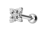 PIERCINGLINE Piercing de titanio con rosca interior, flor de cristal, color oro rosa, negro, dorado, plateado, Stablänge: 8mm, Titanio, Cristal