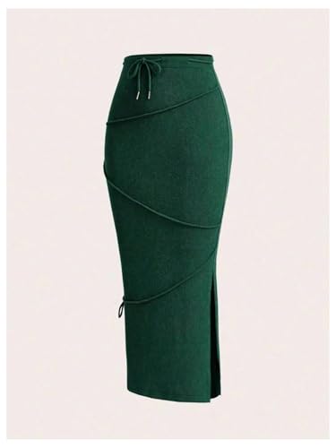 GORGLITTER Women's Knit Slit Bodycon Maxi Skirt with Slit High Waisted Pencil Long Skirts3