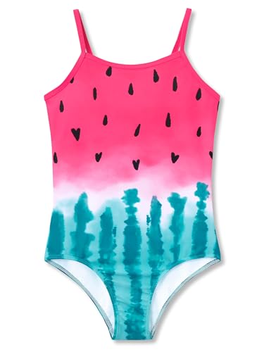 Image of Dvenki Toddler Girls One Piece Swimsuit Adjustable Straps Sizes 2T-10 | quick-dry swim fabric, skin-friendly, ruffle neckline, leopard, check, mermaid prints, swimwear for beach, pool, summer party