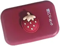 Estojo de lente de contato em forma com espelho, leve e portátil para casa e viagem (morango)