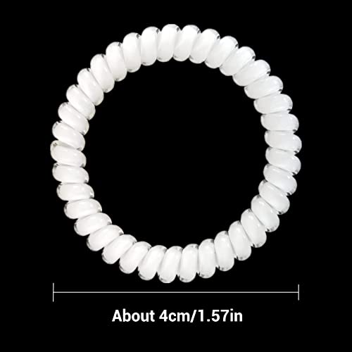 15 Pcs Spiral Hair Ties, White Coil Elastics Hair Ties, White Small Spiral Hair Ties,No Crease Hair Coils, Telephone Cord Plastic Hair Ties #TOP2