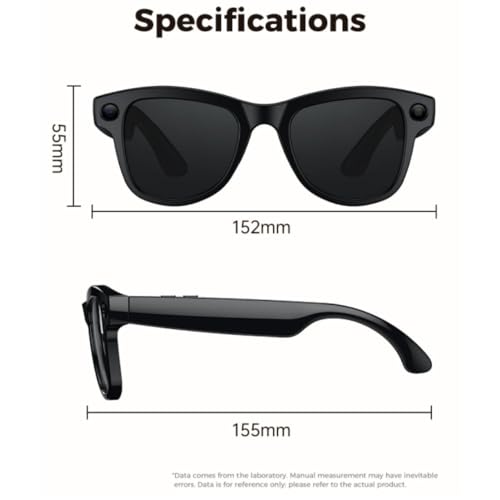 Image of Aeoss Smart AI Glasses: 1080p HD POV Camera with 32GB Memory, Wireless Bluetooth Sunglasses for Music & Calls, Real-Time AI Translation Assistant, Anti-Shake Video Recording & Charging Case (Black)