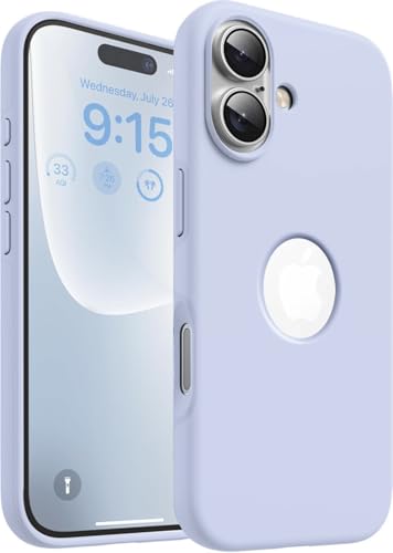 Image of VONZEE Microfiber Logo Cut Cover Compatible with iPhone 16 Case, Liquid Silicone Full Body 4-Layer Protective Cover, Shockproof Case with High Raised Camera Lips, Slim Durable Phone Case, Mist Blue