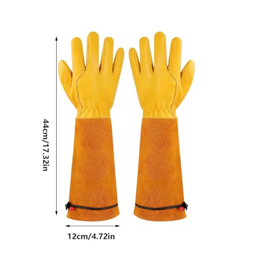 Guantes de jardinería resistentes de cuero transpirable con puño ajustable para hombre 5