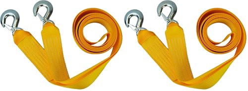 Image of AA 3.5T 4 m Heavy - Duty Tow Rope AA6202 - Yellow Strap-Style Towing Belt for Car Breakdowns Other Vehicles up to 3.5 Tonnes (Pack of 2)
