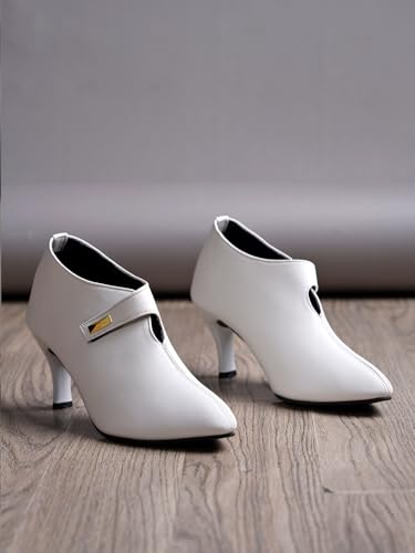 Image of Shoetopia Women's Pointed Toe Heeled Bellies - Elegant Slip-On Pumps with Strap Detail | Office Shoes