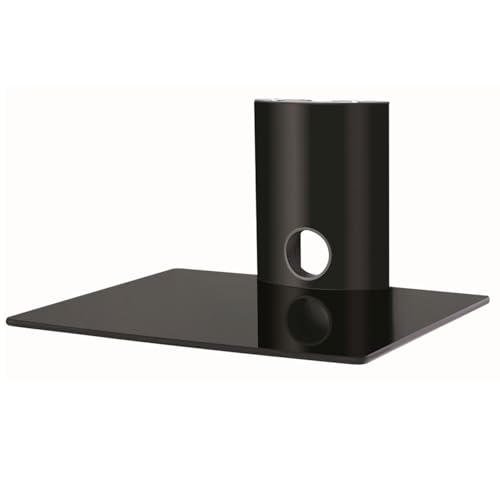 NEG HiFi-Regal Suspender 501B HiFi-Rack Konsolen-Rack Wandregal schwebend (schwarz) mit großer Glas-Ablage (schwarz) und Kabelmanagement-System